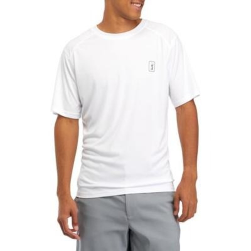 PGA TOUR Mens Performance Golf T-Shirt Bright White Small UPF 50