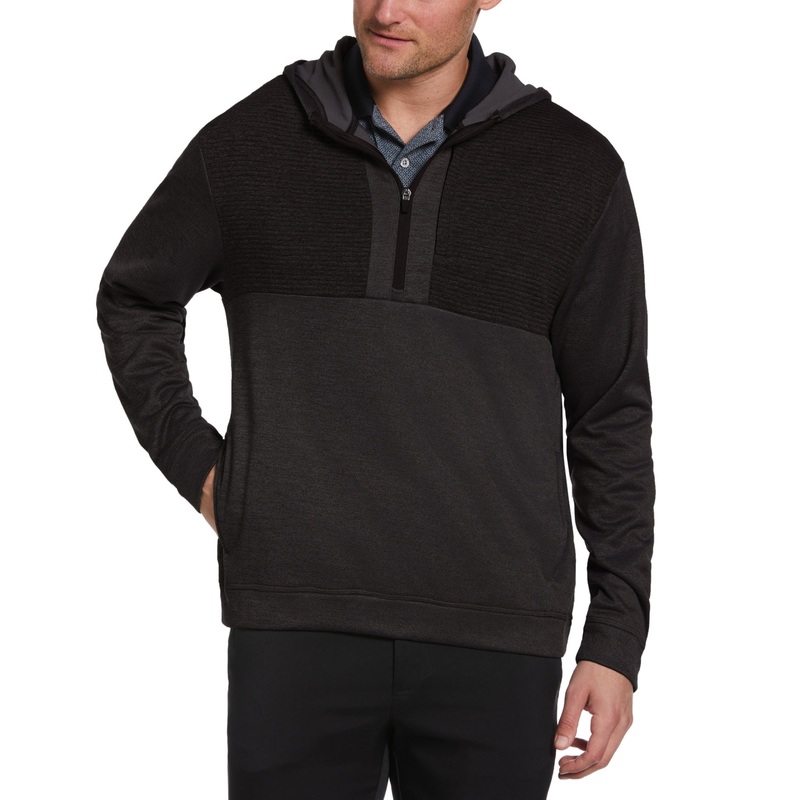 PGA TOUR Mens Pro Knit Pullover Quarter Zip Sweatshirt  Caviar Black  Large