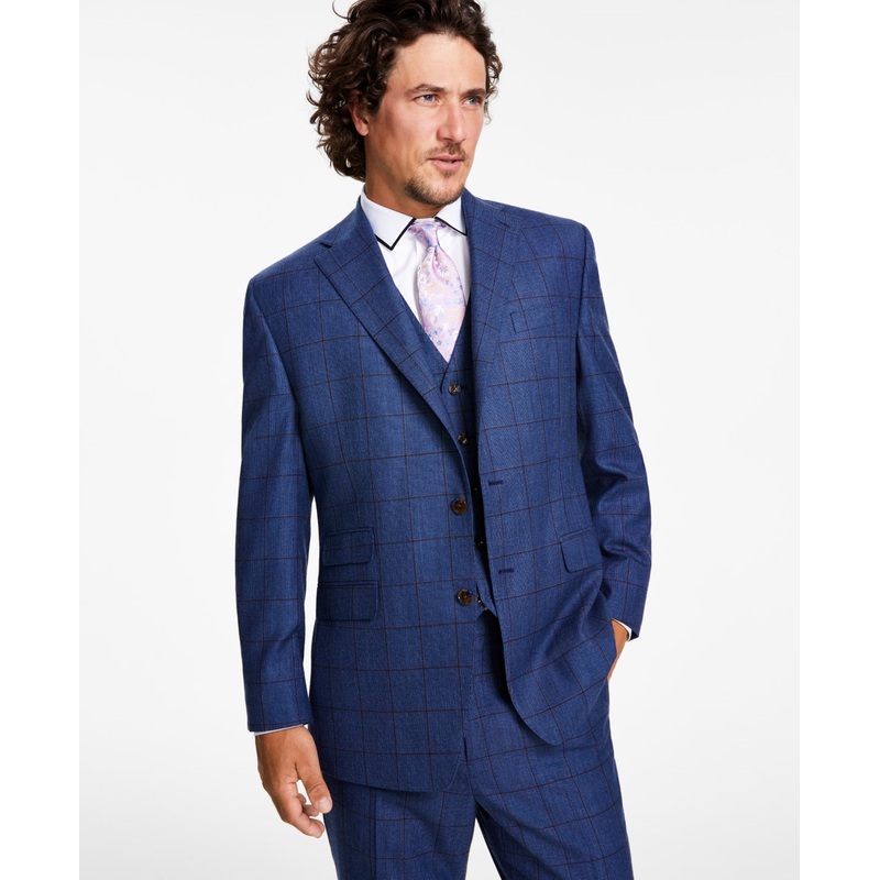 Tayion Collection Mens Classic Fit Sport Coat Blazer Navy Blue Brown  38R