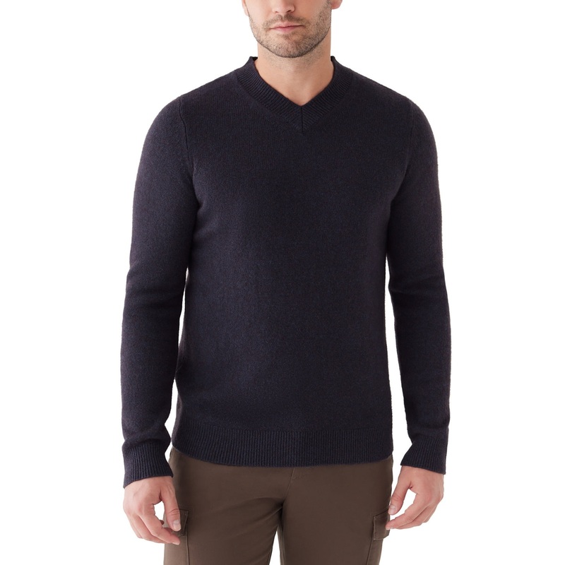 Frank And Oak Mens V Neck Wool Sweater Navy Small