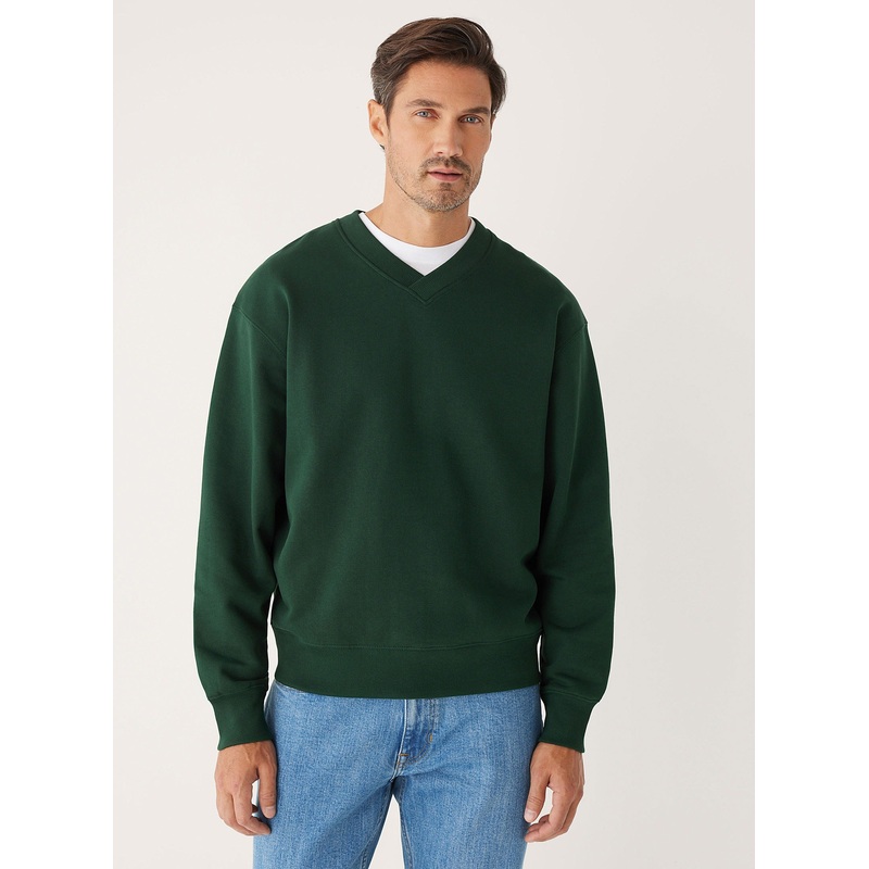 Frank & Oak Mens Regular Fit V Neck Sweatshirt Small Green