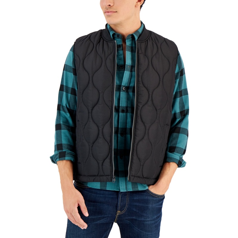 Hawke Co. Mens Onion Quilted Full Zip Vest Black Large