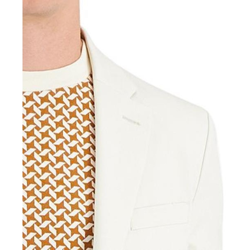 NAUTICA Men's Suit 44L / 38 x 34 White Modern-Fit Stretch Cotton Solid