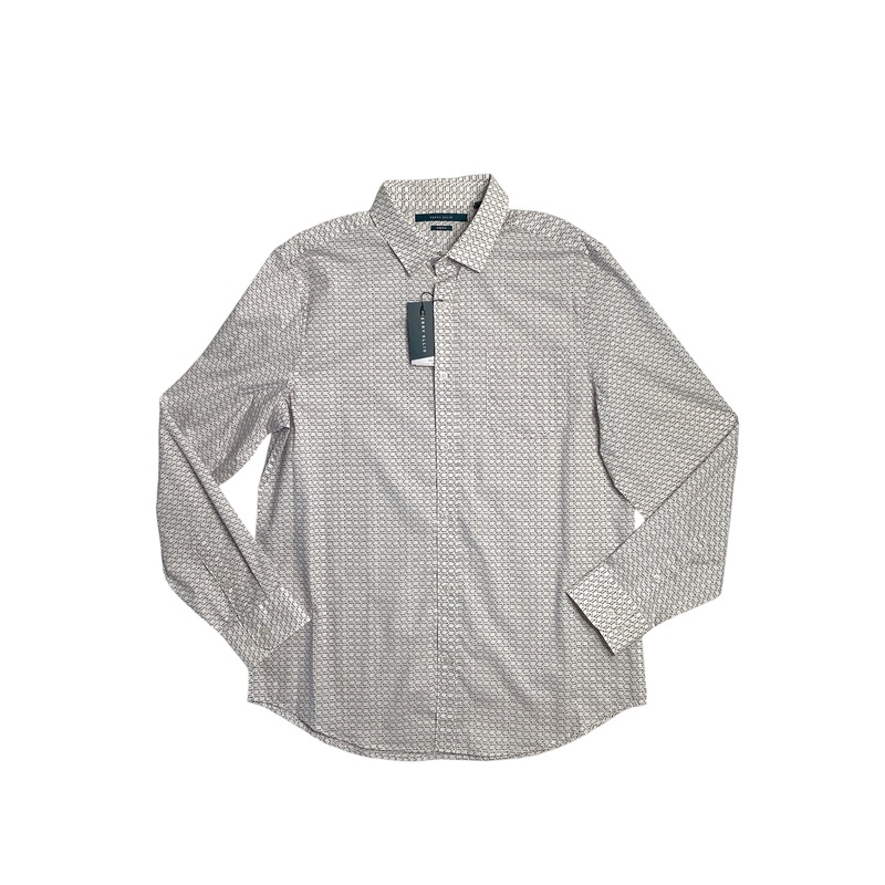 Perry Ellis Mens Micro Chain Pattern Button Down Shirt Peach Whip Large