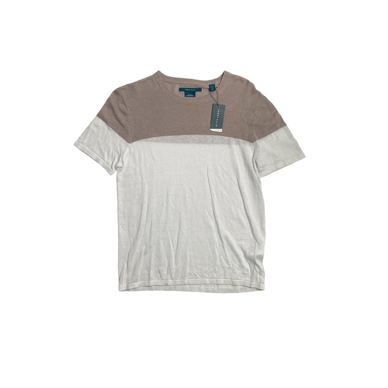Perry Ellis Mens Short Sleeve Color Blocked T Shirt Brown White XXL