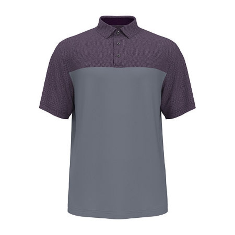 PGA TOUR Mens Airflux Solid Golf Block Print Polo Shirt Grape Purple Medium