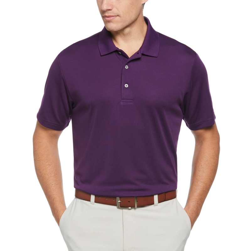 PGA TOUR Mens Airflux Solid Golf Polo Shirt Large Grape Royale Purple
