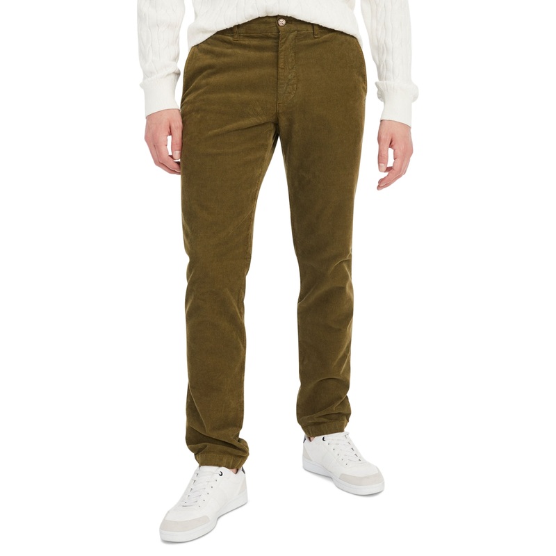 Tommy Hilfiger Mens Denton Slim Straight Fit Corduroy Pants Green 40 x 30