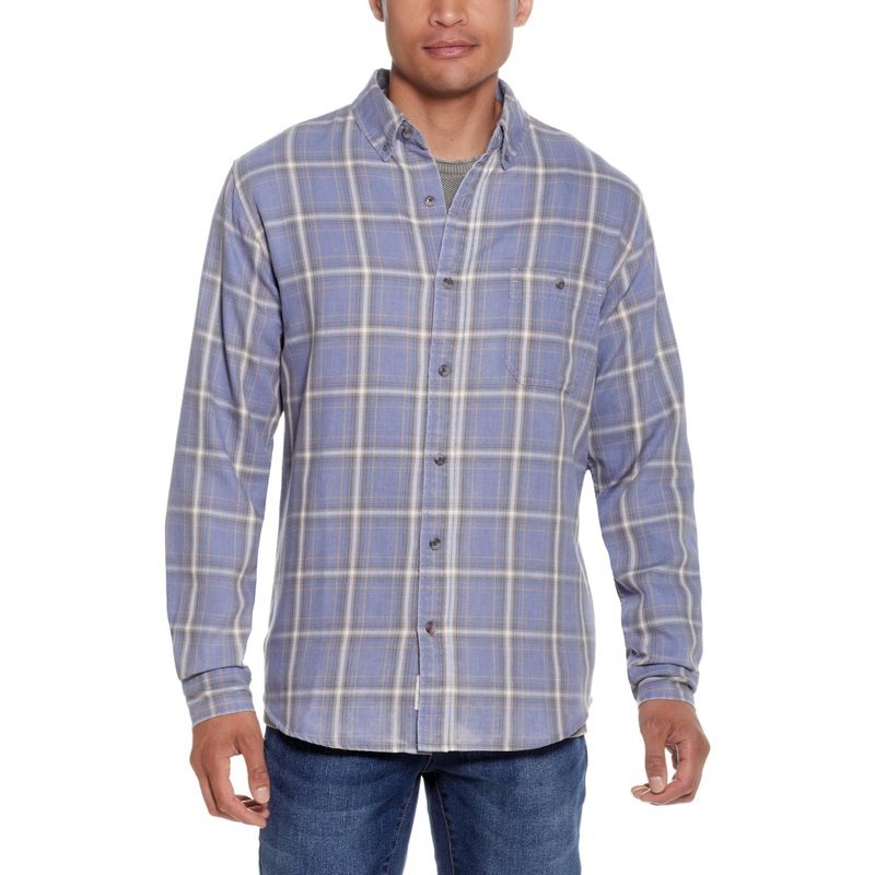 Weatherproof Vintage Mens Plaid Button Down Burnout Shirt Endless Blue Small