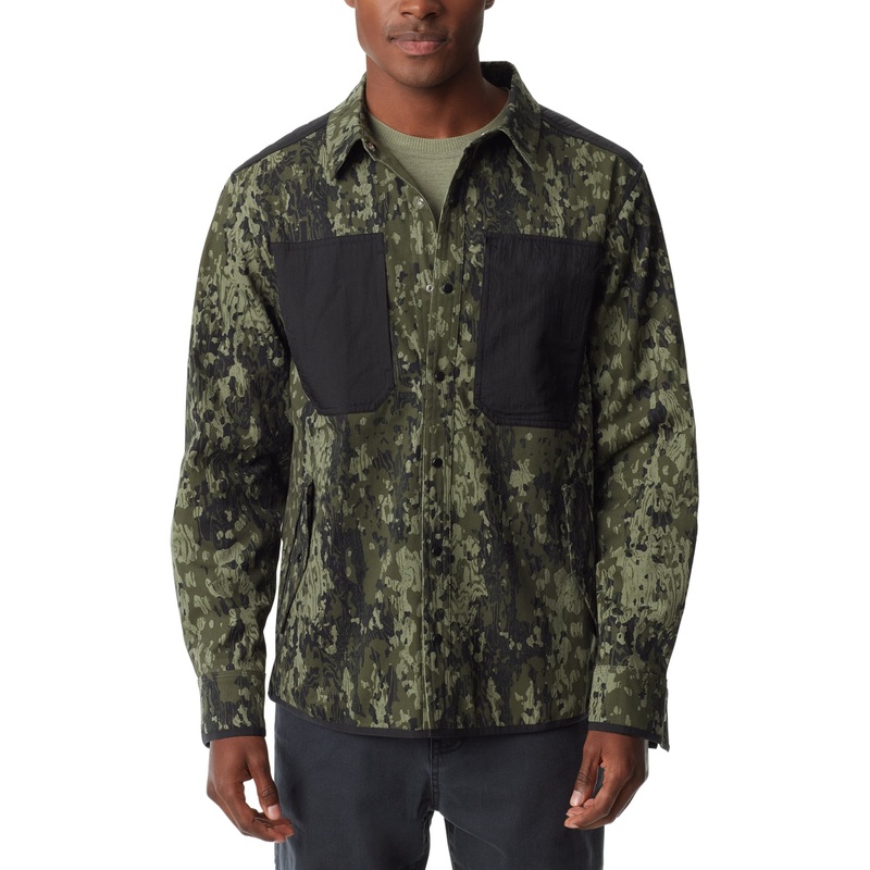 BASS OUTDOOR Men's Full Zip Shirt Jacket Shacket Coat Jacket Green Camo Large