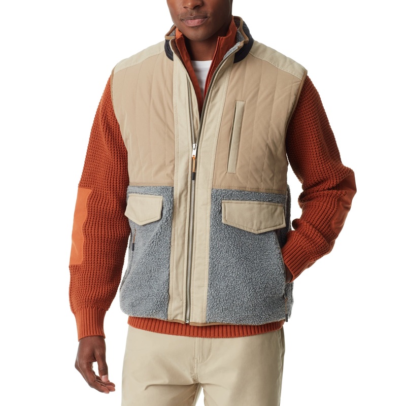 Bass Outdoor Men's Mixed Media Coat Vest Heather Grey Small