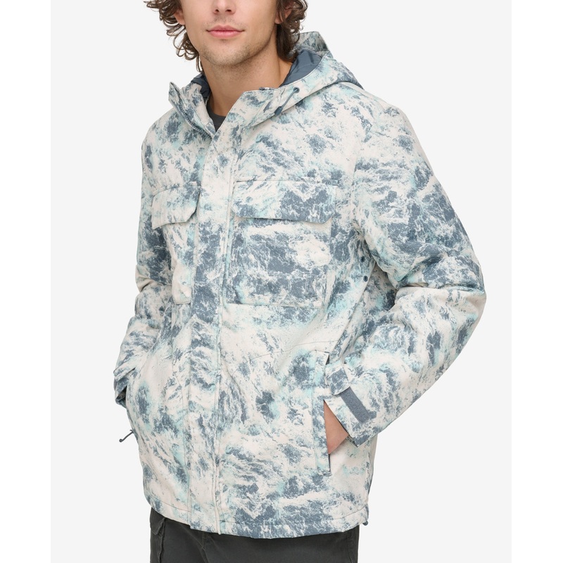Bass Outdoor Men's Performance Hooded Pocket Jacket Blue White Small