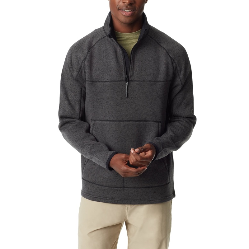 BASS OUTDOOR Mens Quarter Zip Long Sleeve Sweatshirt Forged Iron Grey Large