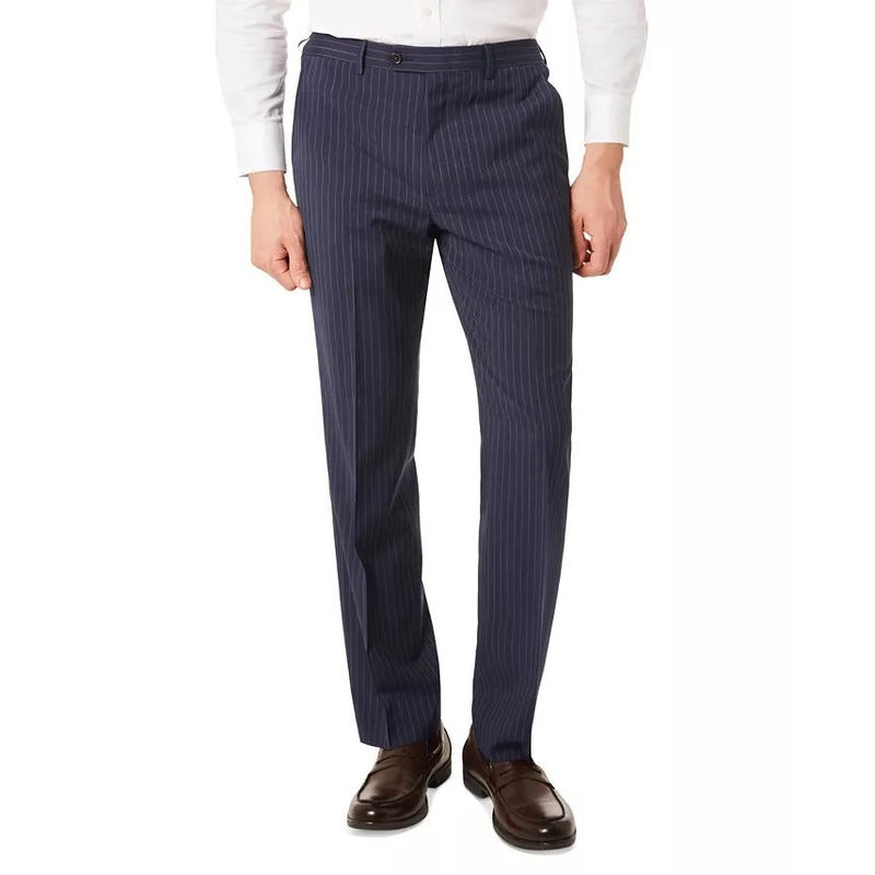 Lauren Ralph Lauren Men's Classic Wool Stretch Dress Pants Navy Striped 40 x 34