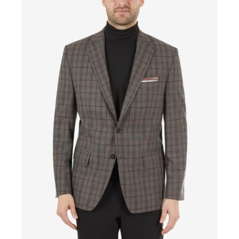 Lauren Ralph Lauren Ultra Flex Plaid Sport Coat 42R Grey / Brown