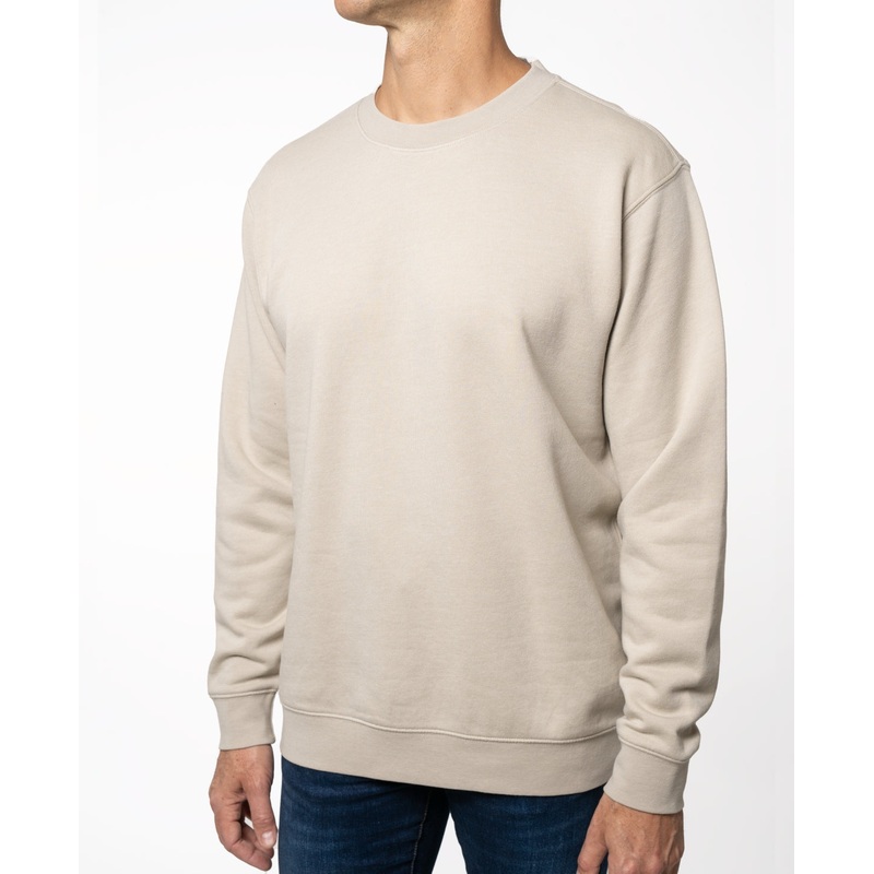 Lazer Mens Burnout Fleece Crewneck Sweatshirt Stone Beige XL