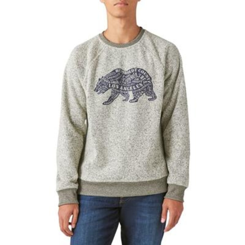Lucky Brand Mens Los Feliz Fleece Sweater Cream Beige Grey Large