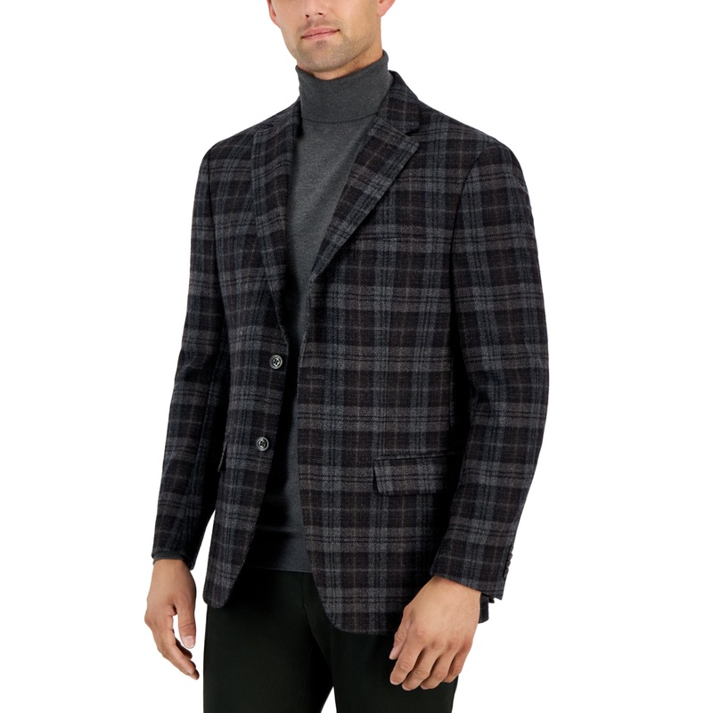 Tommy Hilfiger Men's Modern-Fit Wool Sport Coat Grey Brown 36S Blazer