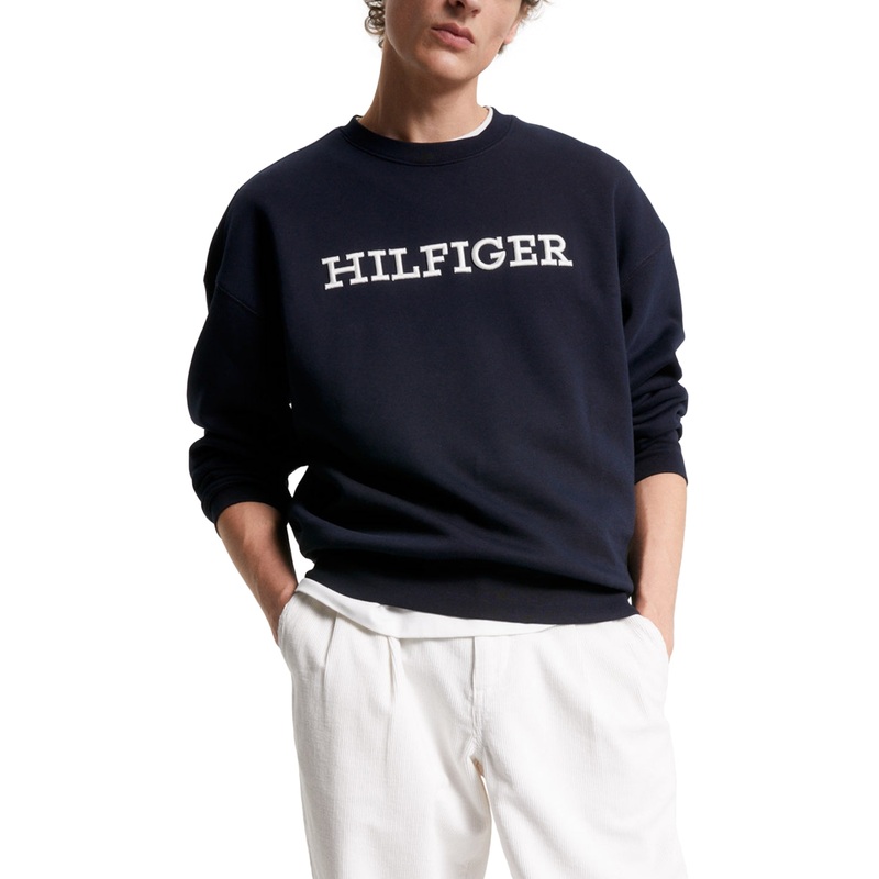 Tommy Hilfiger Mens Monotype Logo Fleece Sweatshirt Desert Sky Blue Small