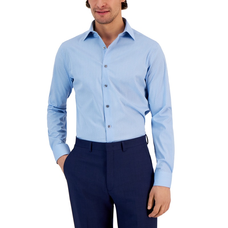 Alfani Men's Button Down Dress Shirt Light Blue 14 14.5 32 33