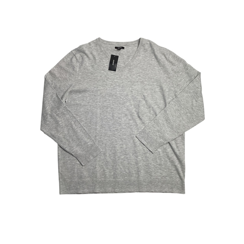 Alfani Men's Solid V Neck Ribbed Trim Sweater Grey XL