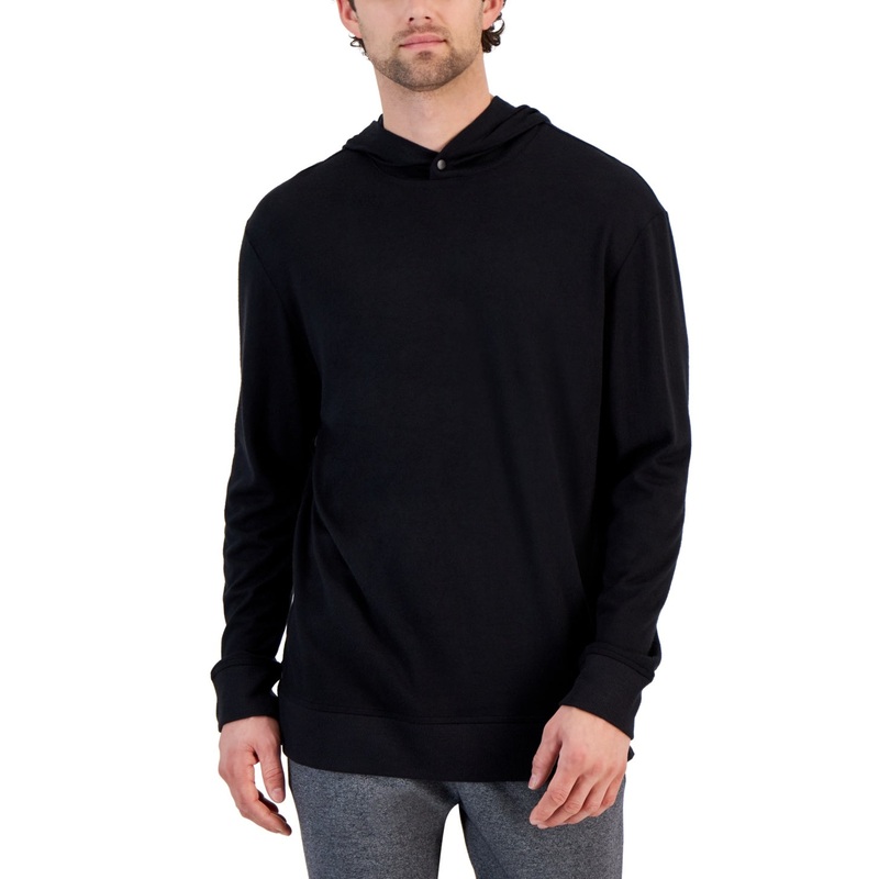 Alfani Mens Refined Pullover Hoodie Sweatshirt Black 2XL