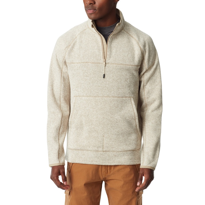 Bass Outdoor Men's Quarter Zip Long Sleeve Pullover Sweater Beige Medium