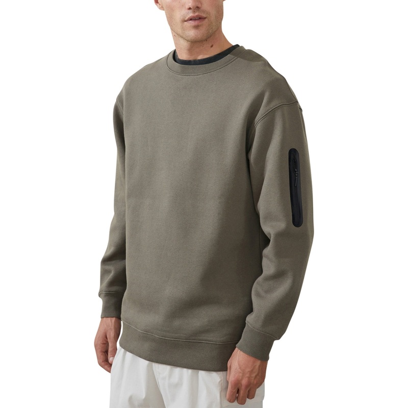 COTTON ON Mens Active Crewneck Sweatshirt Military Grey Medium