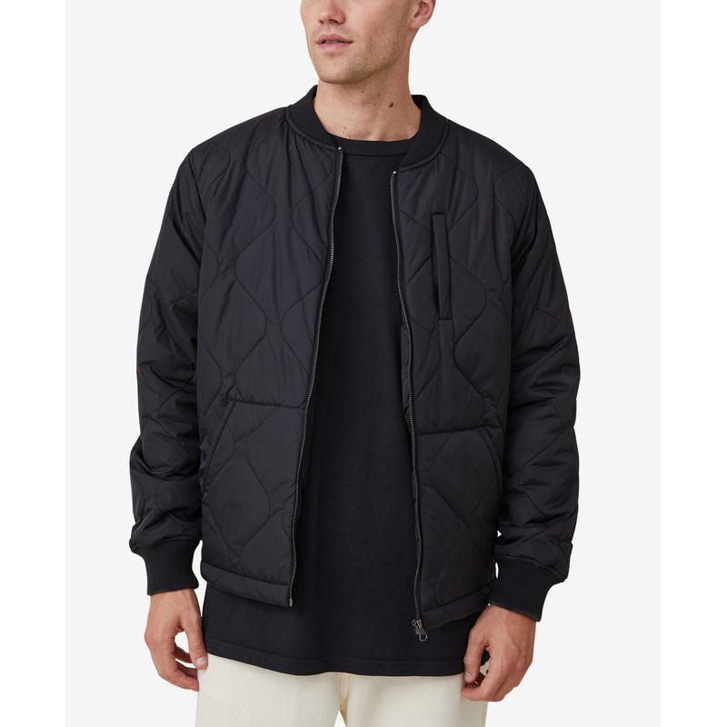 COTTON ON Mens Recycled Bomber Jacket Black Small