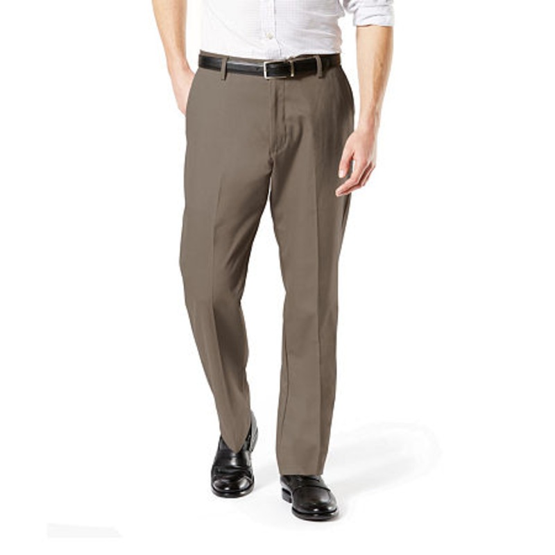 Dockers Mens Signature Classic Fit Khaki Pants Dark Pebble Brown 38 x 32
