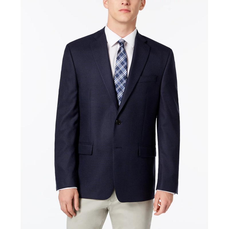 Lauren Ralph Lauren Men's Classic Fit Check Sport Coat Blazer Navy Blue 41R