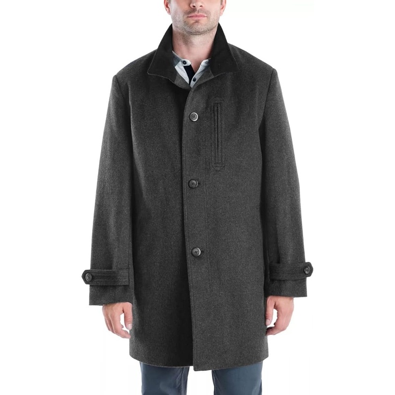 London Fog Men's Clark Classic-Fit Overcoat Coat 42L Charcoal Grey
