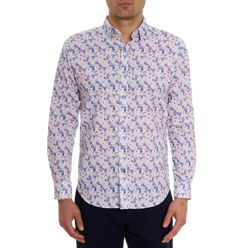 Robert Graham Mens Hawaiian Woven Linen Blend Button Shirt XL White Martinis
