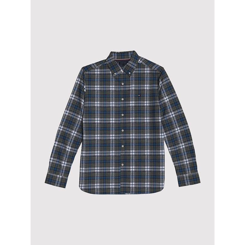 Tommy Hilfiger Mens Regular Fit Plaid Button Down Shirt Green Multi Medium