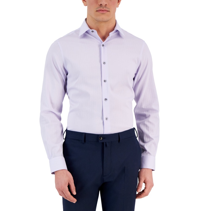 Alfani Men's Slim-Fit Performance Button Down Shirt Lavender 17 17.5 36 37