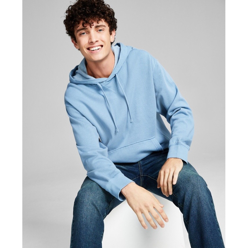 And Now This Men's Fleece Hoodie with Kangaroo Pockets Light Blue Medium