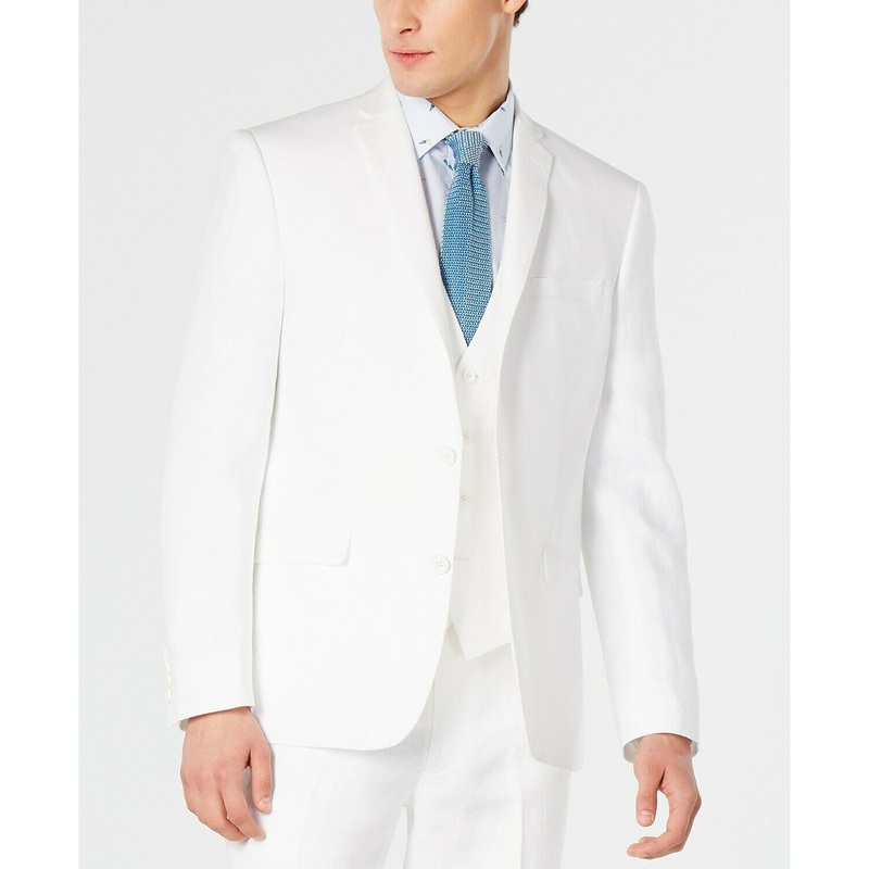 Bar III Men's Slim-Fit White Linen Suit Jacket 36R Sport Coat