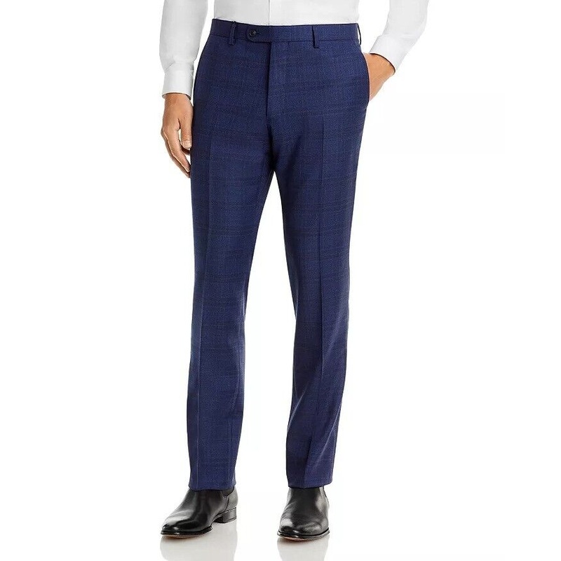 John Varvatos Star USA Mens Tonal Plaid Slim Fit Dress Pants Size 30 Blue