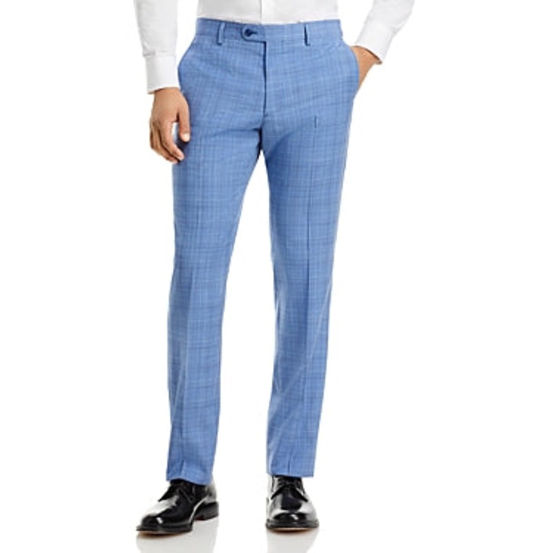 John Varvatos Star Usa Mens Tonal Plaid Slim Fit Suit Dress Pants Blue Size 34