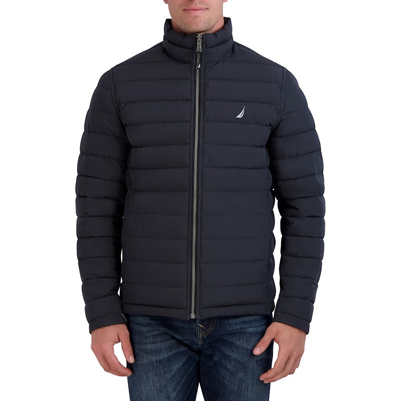 Nautica Mens Reversible Quilted Puffer Coat Jacket Black 2XL