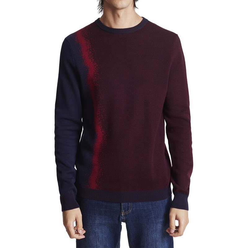 Paisley Gray Mens Slim Fit Crewneck Sweater Blueberry Blue Red 2XL