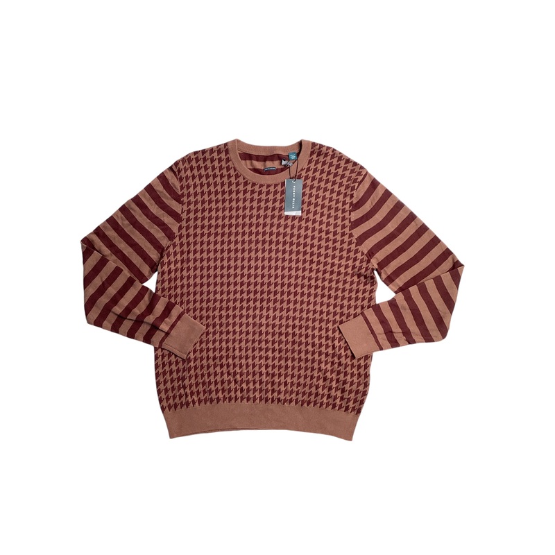 Perry Ellis Mens Mixed Pattern Crewneck Sweater Bitter Chocolate Brown 2XL