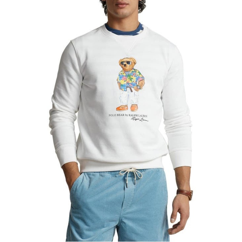 Polo Ralph Lauren Mens Beach Club Bear Graphic Crewneck Sweatshirt White 3XB