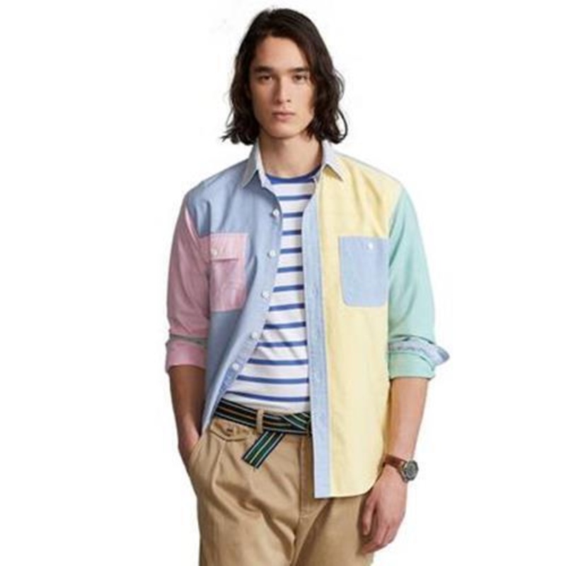 Polo Ralph Lauren Mens Classic-Fit Oxford Fun Work Shirt Solid Funshirt Medium