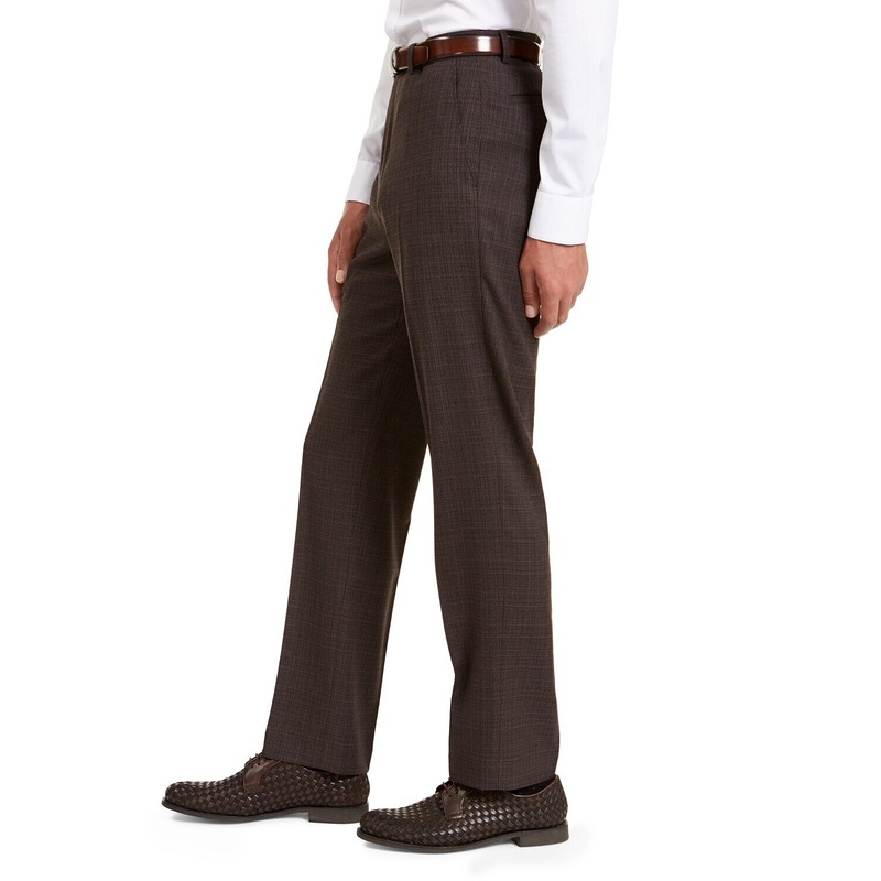 Sean John Men's Classic-Fit Stretch Brown Neat Dress Pants 40 x 30 Flat Pant