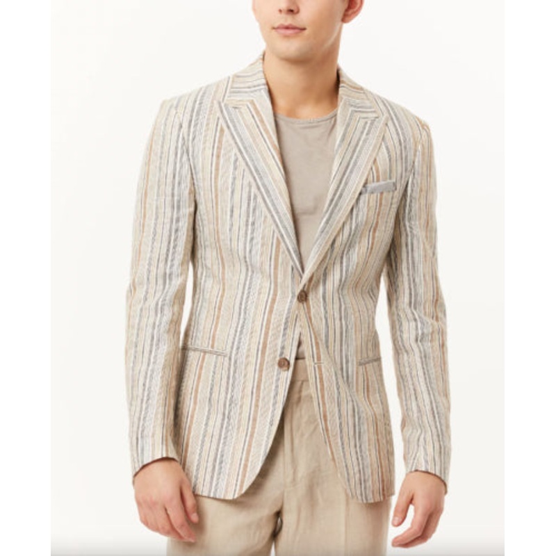 TALLIA Men's Metallic Stripe Slim Fit Blazer Large
