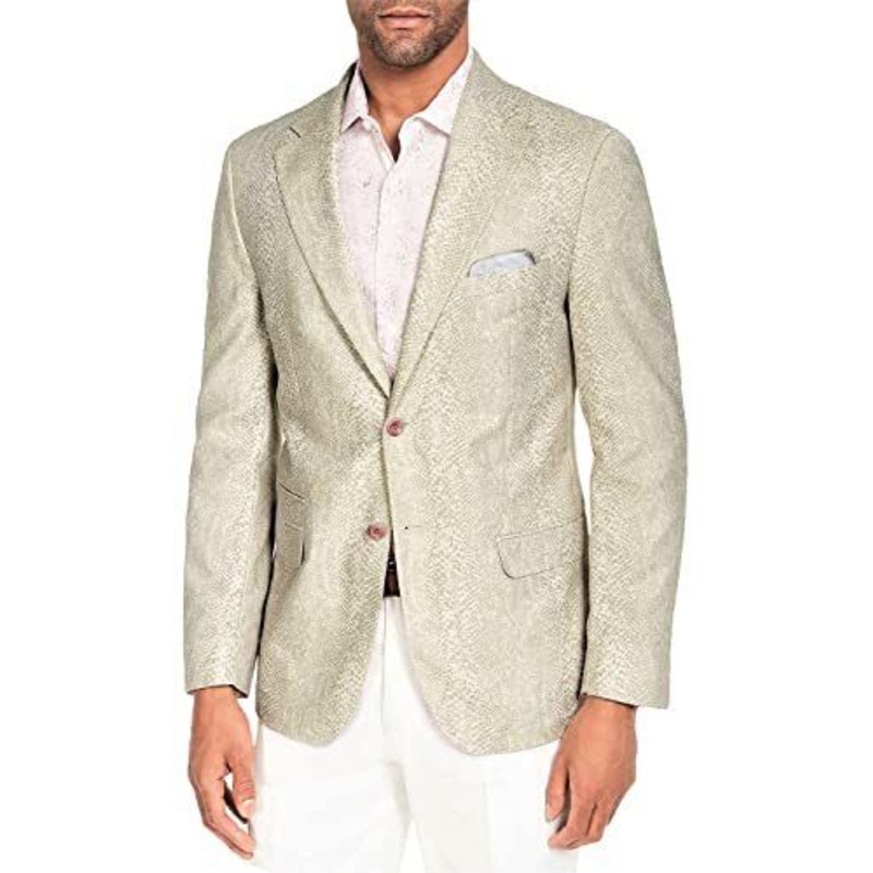 TALLIA ORANGE Mens Beige Slim Fit Sport Coat Snake Print Small