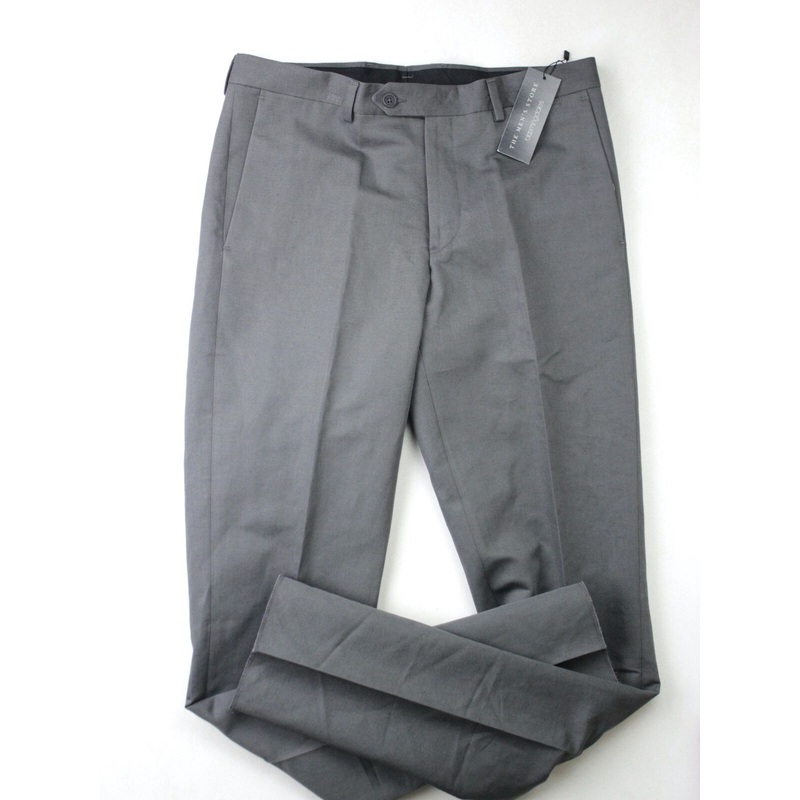 The Men's Store Cotton & Linen Slim Fit Size 40 Dress Pants Grey