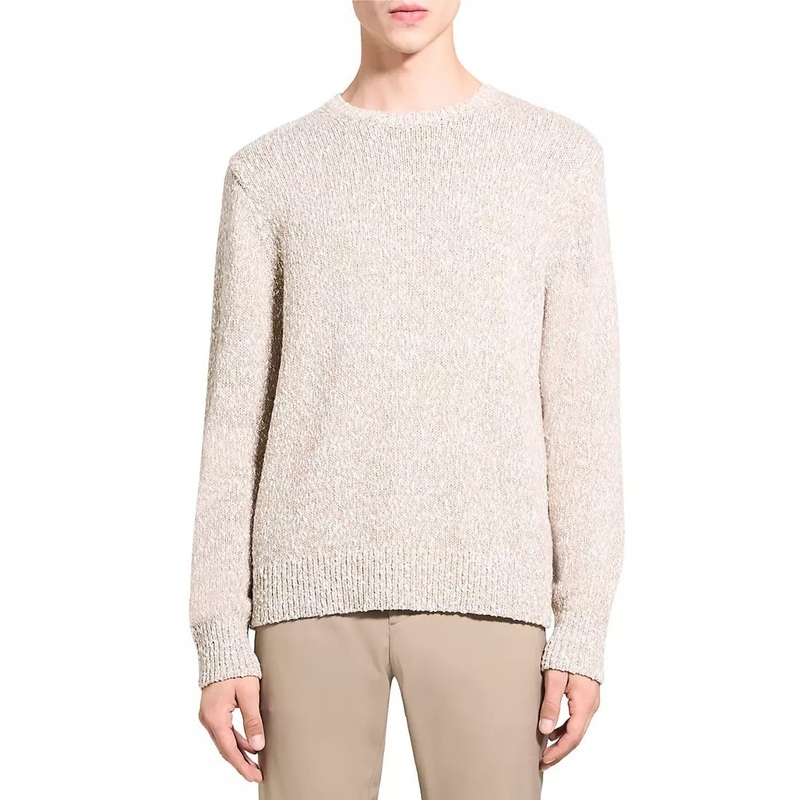 Theory Mens Mauno Crewneck Sweater Sand Beige Medium