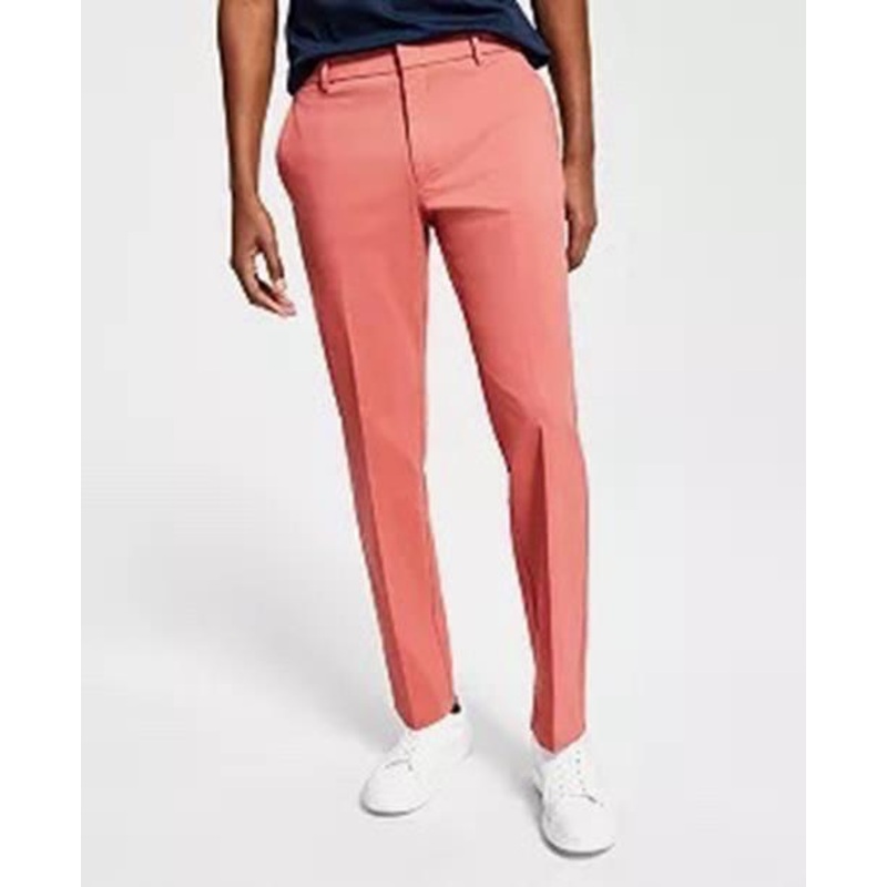 TOMMY HILFIGER Men's Pants 33 X 32 Red Modern-Fit TH Comfort Solid Performance